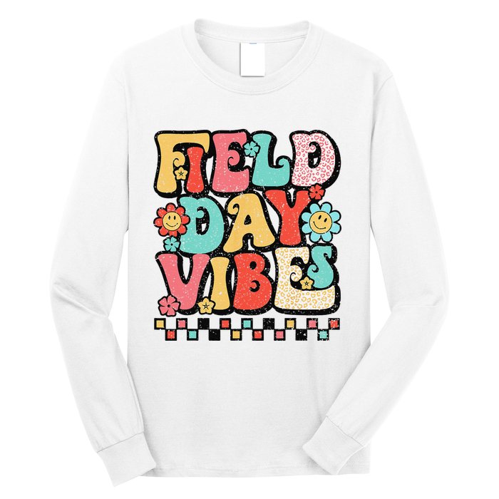 Field Day Vibes Groovy Summer Teacher Last Day Of School Long Sleeve Shirt