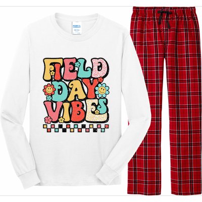 Field Day Vibes Groovy Summer Teacher Last Day Of School Long Sleeve Pajama Set