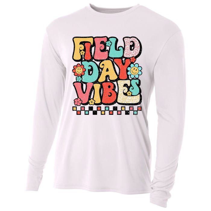 Field Day Vibes Groovy Summer Teacher Last Day Of School Cooling Performance Long Sleeve Crew