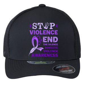 Family Domestic Violence Awareness Purple Ribbon Flexfit Unipanel Trucker Cap