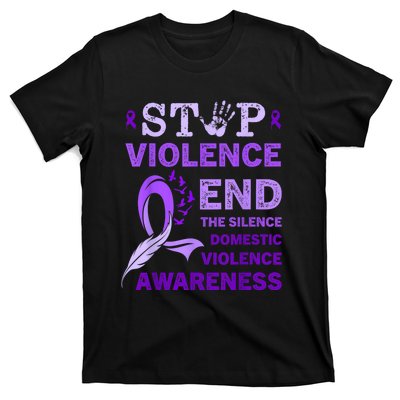 Family Domestic Violence Awareness Purple Ribbon T-Shirt