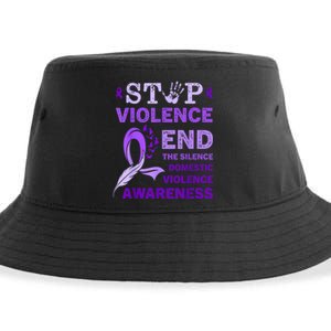 Family Domestic Violence Awareness Purple Ribbon Sustainable Bucket Hat