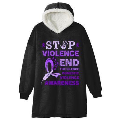 Family Domestic Violence Awareness Purple Ribbon Hooded Wearable Blanket