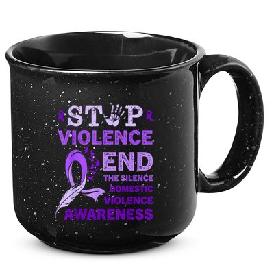 Family Domestic Violence Awareness Purple Ribbon 15oz Campfire Ceramic Mug