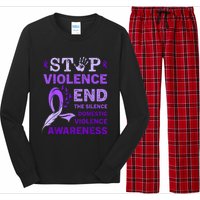 Family Domestic Violence Awareness Purple Ribbon Long Sleeve Pajama Set