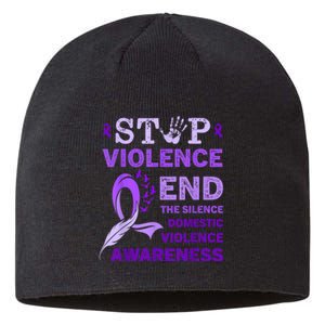 Family Domestic Violence Awareness Purple Ribbon Sustainable Beanie