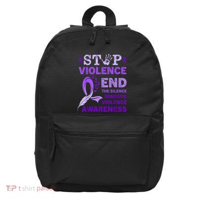 Family Domestic Violence Awareness Purple Ribbon 16 in Basic Backpack
