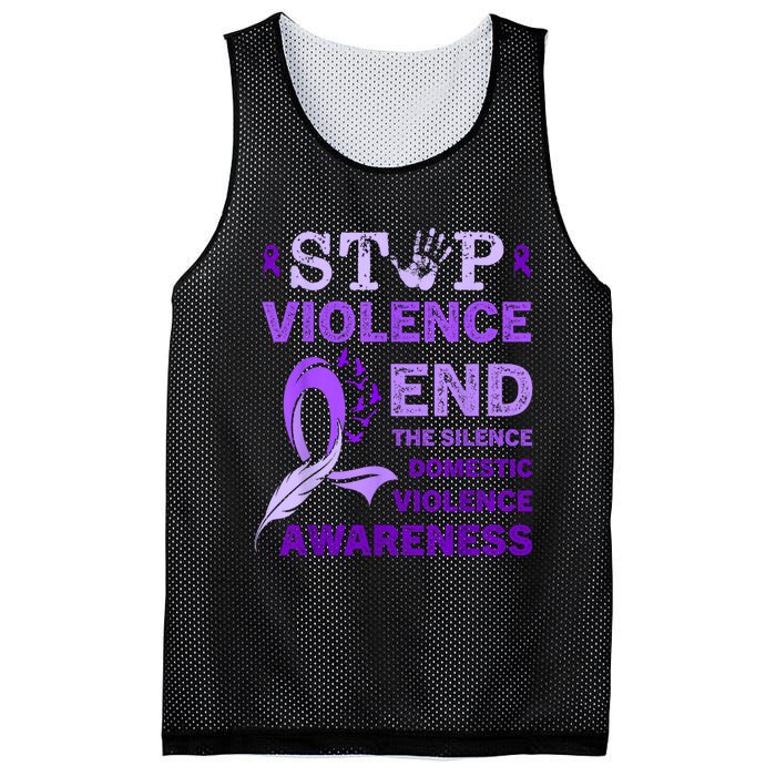 Family Domestic Violence Awareness Purple Ribbon Mesh Reversible Basketball Jersey Tank