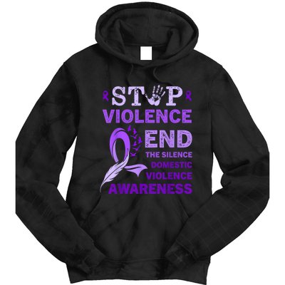 Family Domestic Violence Awareness Purple Ribbon Tie Dye Hoodie