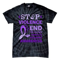 Family Domestic Violence Awareness Purple Ribbon Tie-Dye T-Shirt