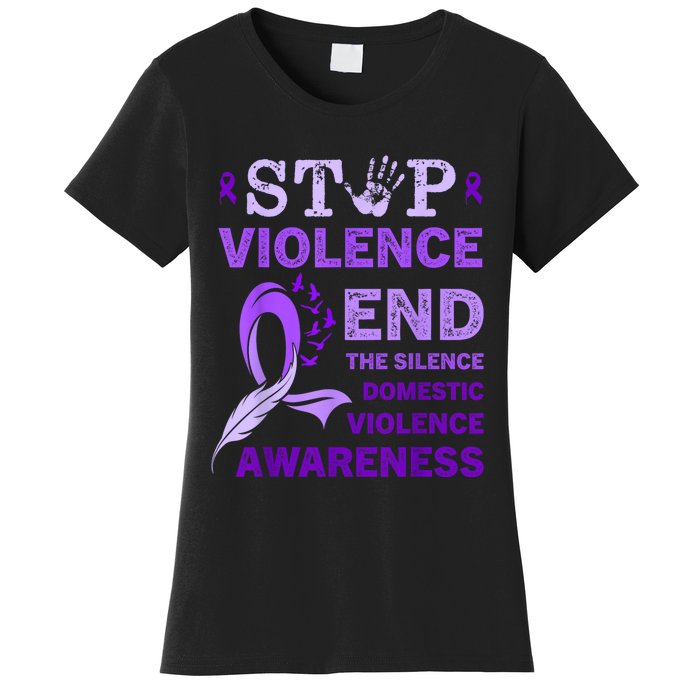 Family Domestic Violence Awareness Purple Ribbon Women's T-Shirt