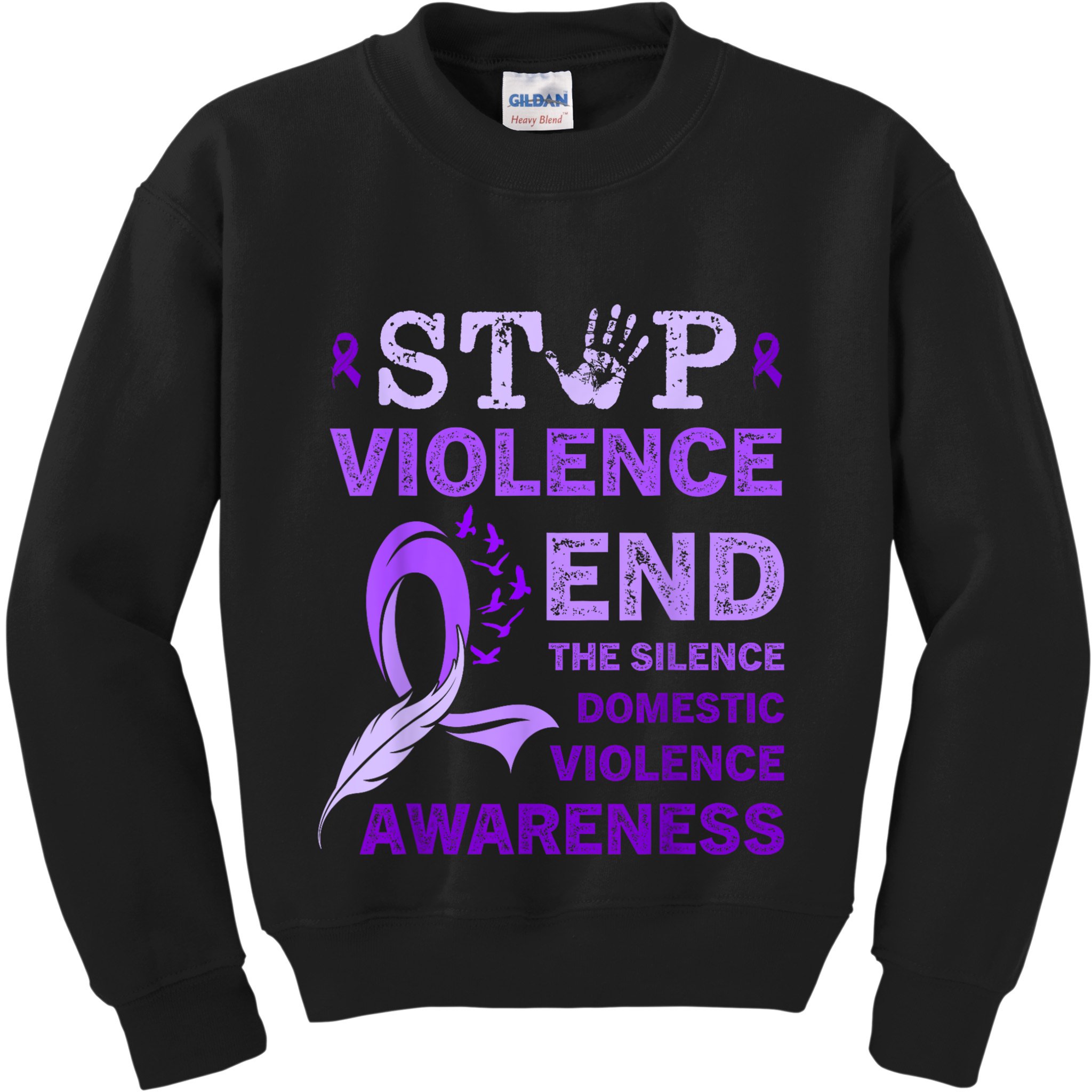 Family Domestic Violence Awareness Purple Ribbon Kids Sweatshirt