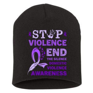 Family Domestic Violence Awareness Purple Ribbon Short Acrylic Beanie