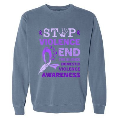 Family Domestic Violence Awareness Purple Ribbon Garment-Dyed Sweatshirt