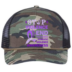 Family Domestic Violence Awareness Purple Ribbon Retro Rope Trucker Hat Cap