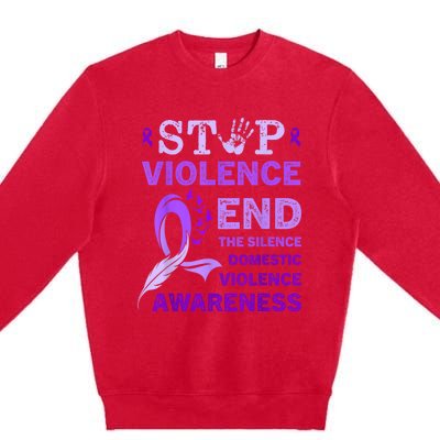 Family Domestic Violence Awareness Purple Ribbon Premium Crewneck Sweatshirt