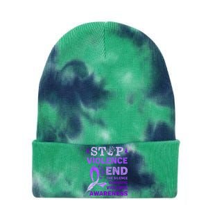 Family Domestic Violence Awareness Purple Ribbon Tie Dye 12in Knit Beanie