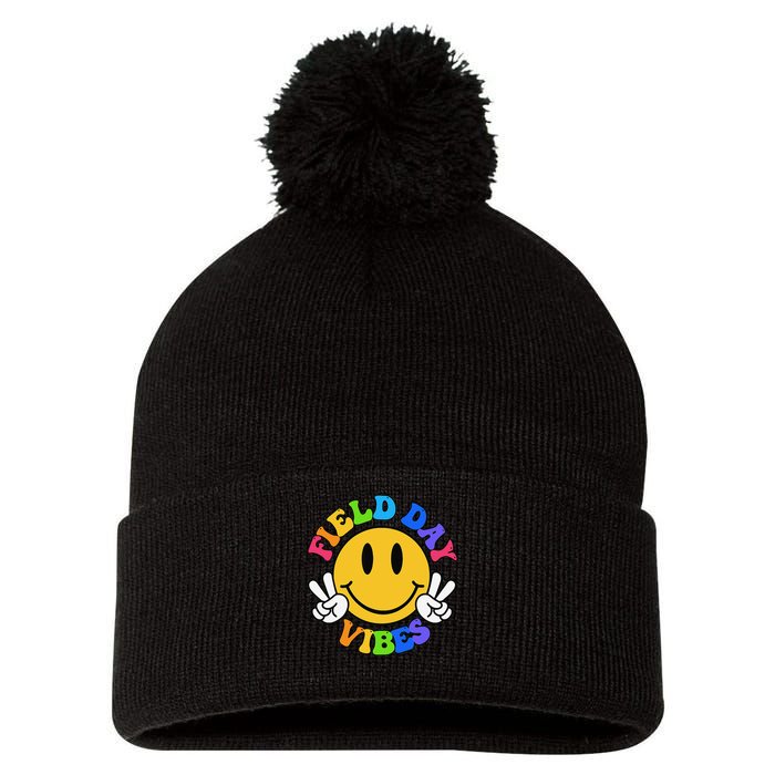 Field Day Vibes Funny For Teacher Happy Field Day 2025 Pom Pom 12in Knit Beanie
