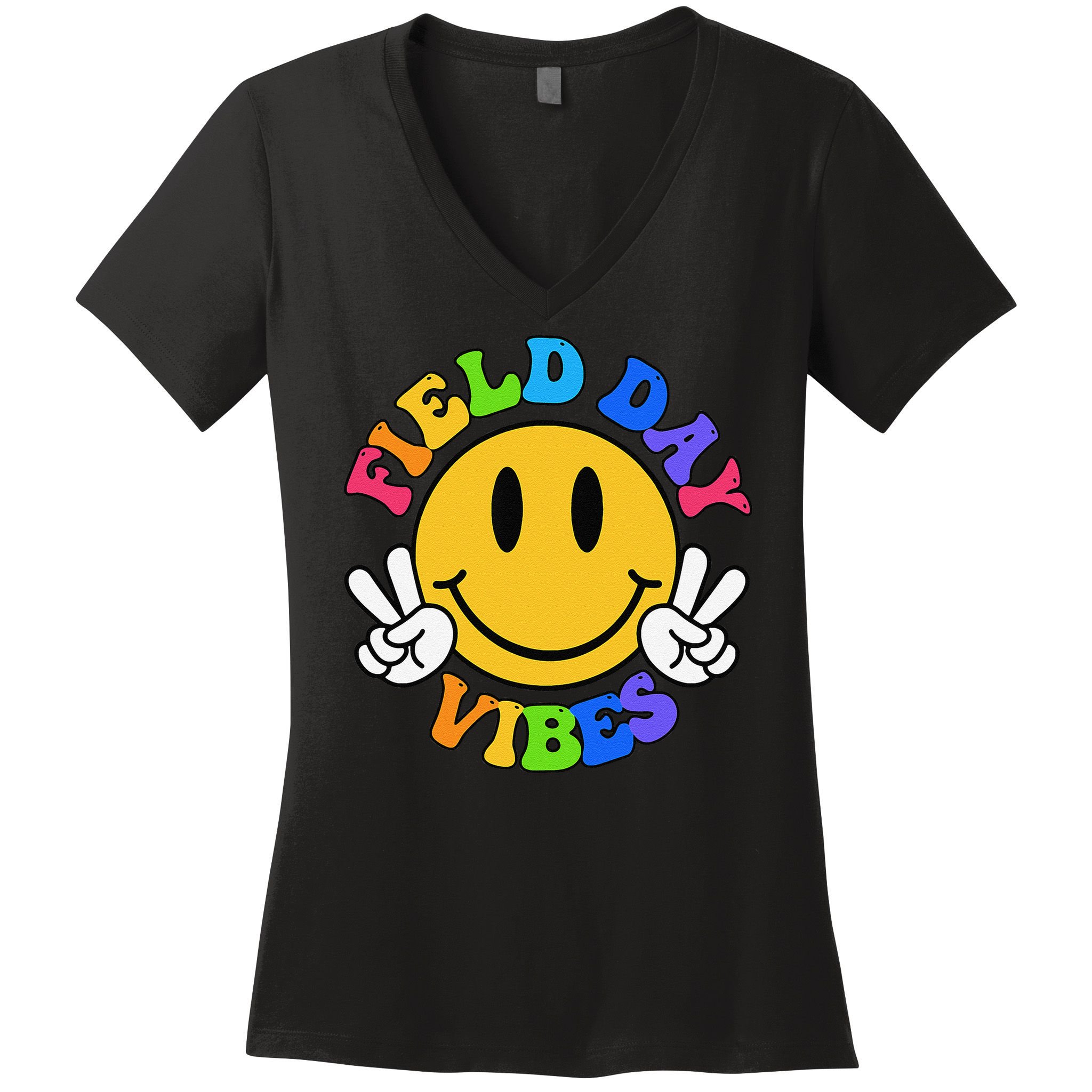Field Day Vibes Funny For Teacher Happy Field Day 2025 Women's V-Neck T-Shirt