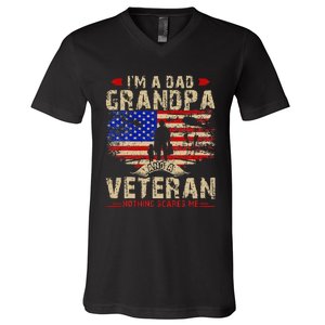 Fathers Day Veterans Day Im A Dad Grandpa And A Veteran V-Neck T-Shirt