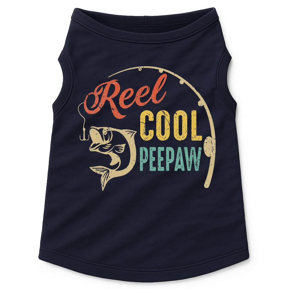 Fathers Day Vintage Fishing Reel Cool Peepaw Doggie Tank