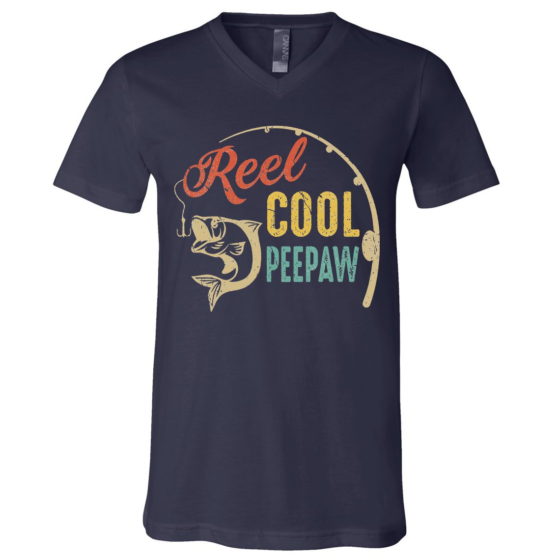 Fathers Day Vintage Fishing Reel Cool Peepaw V-Neck T-Shirt
