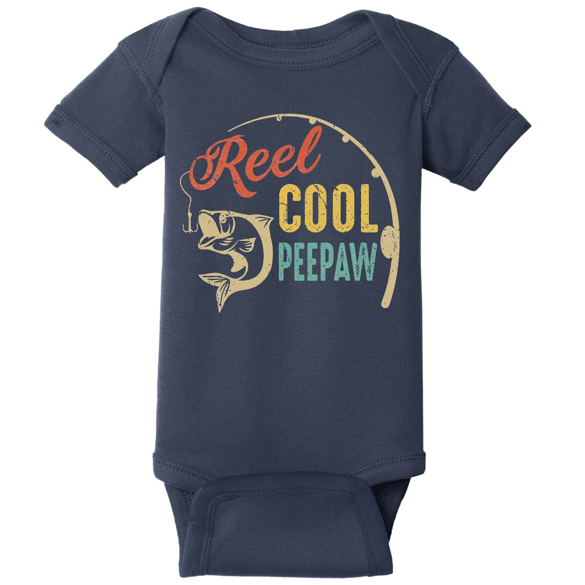 Fathers Day Vintage Fishing Reel Cool Peepaw Baby Bodysuit