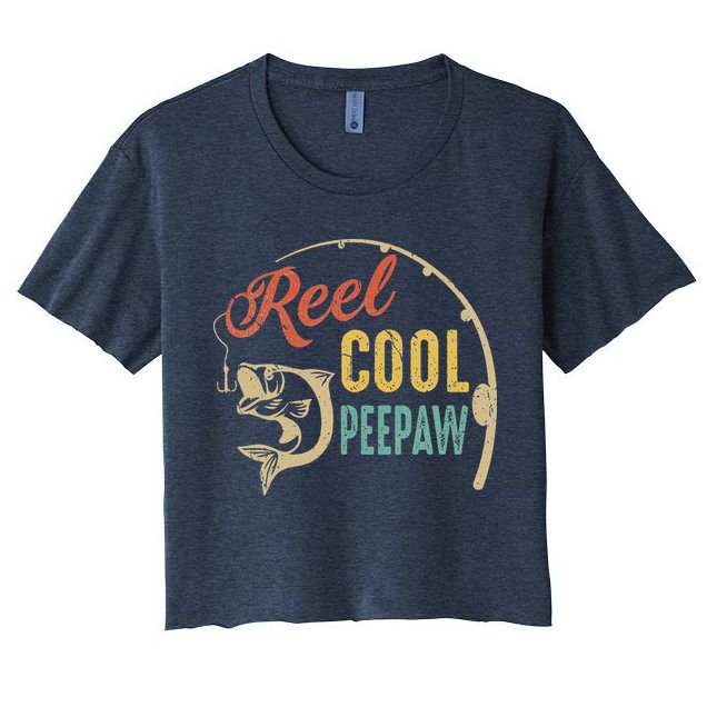 Fathers Day Vintage Fishing Reel Cool Peepaw Crop Top