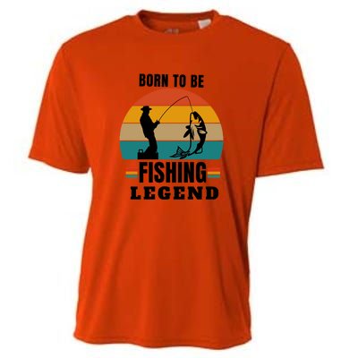 Father's Day Vinatge Born To Be A Fishing Legend Gift Cooling Performance Crew T-Shirt