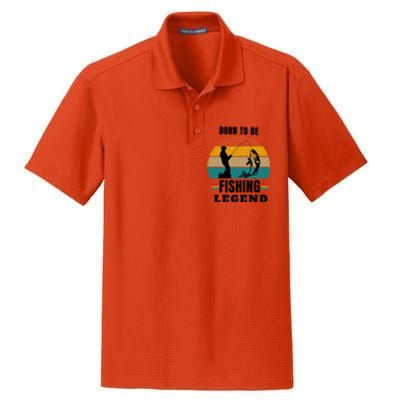 Father's Day Vinatge Born To Be A Fishing Legend Gift Dry Zone Grid Polo