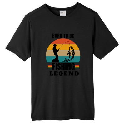 Father's Day Vinatge Born To Be A Fishing Legend Gift Tall Fusion ChromaSoft Performance T-Shirt