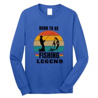 Father's Day Vinatge Born To Be A Fishing Legend Gift Long Sleeve Shirt