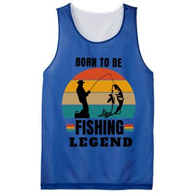 Father's Day Vinatge Born To Be A Fishing Legend Gift Mesh Reversible Basketball Jersey Tank