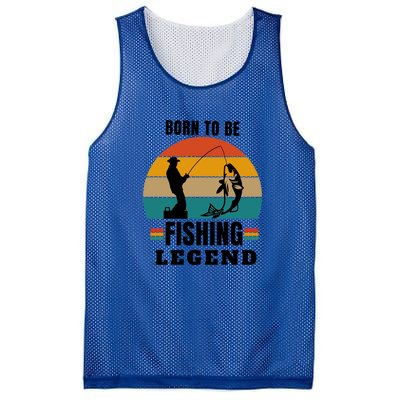 Father's Day Vinatge Born To Be A Fishing Legend Gift Mesh Reversible Basketball Jersey Tank