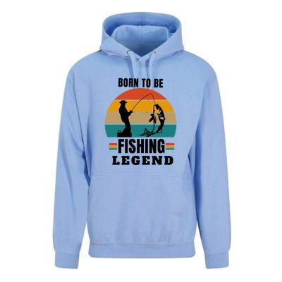 Father's Day Vinatge Born To Be A Fishing Legend Gift Unisex Surf Hoodie