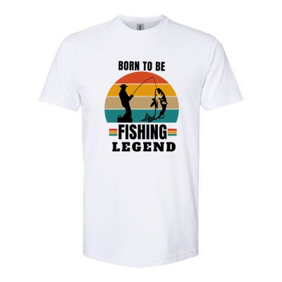 Father's Day Vinatge Born To Be A Fishing Legend Gift Softstyle CVC T-Shirt