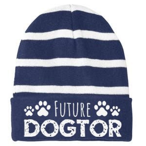 Future Dogtor Vet Student Funny Veterinarian Dog Graduate Striped Beanie with Solid Band