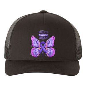 Family Domestic Violence Awareness Purple Ribbon Butterfly Yupoong Adult 5-Panel Trucker Hat