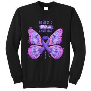 Family Domestic Violence Awareness Purple Ribbon Butterfly Sweatshirt