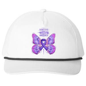 Family Domestic Violence Awareness Purple Ribbon Butterfly Snapback Five-Panel Rope Hat