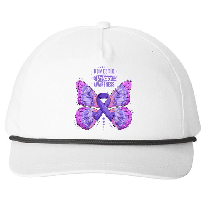 Family Domestic Violence Awareness Purple Ribbon Butterfly Snapback Five-Panel Rope Hat