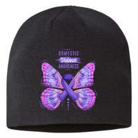 Family Domestic Violence Awareness Purple Ribbon Butterfly Sustainable Beanie