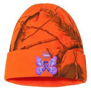 Family Domestic Violence Awareness Purple Ribbon Butterfly Kati Licensed 12" Camo Beanie