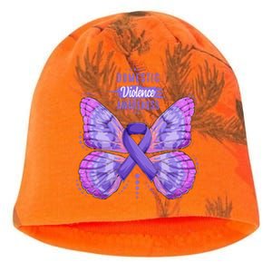 Family Domestic Violence Awareness Purple Ribbon Butterfly Kati - Camo Knit Beanie