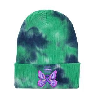 Family Domestic Violence Awareness Purple Ribbon Butterfly Tie Dye 12in Knit Beanie