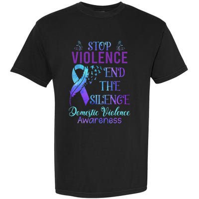 Family Domestic Violence Awareness Purple Ribbon Garment-Dyed Heavyweight T-Shirt