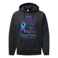 Family Domestic Violence Awareness Purple Ribbon Performance Fleece Hoodie