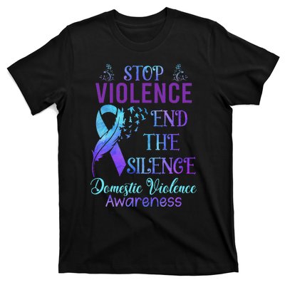 Family Domestic Violence Awareness Purple Ribbon T-Shirt