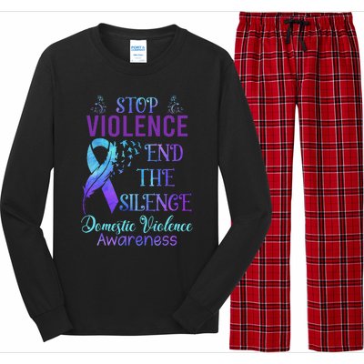 Family Domestic Violence Awareness Purple Ribbon Long Sleeve Pajama Set