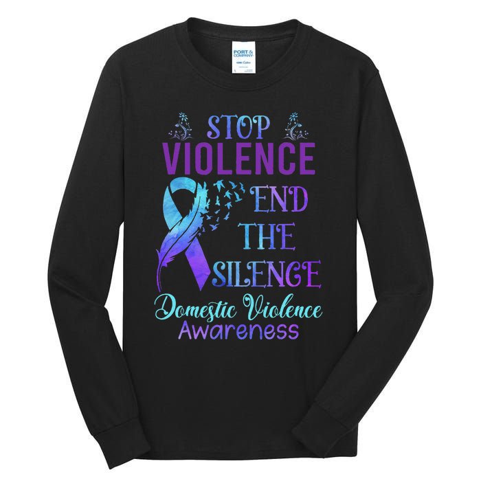 Family Domestic Violence Awareness Purple Ribbon Tall Long Sleeve T-Shirt